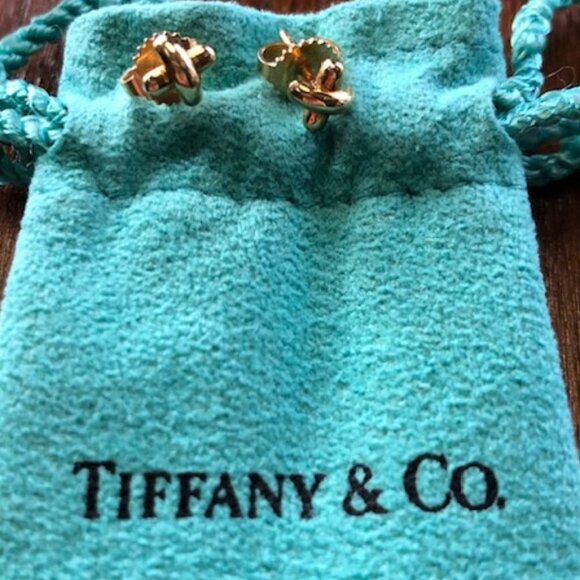 TIFFANY & CO 18K Gold Vintage Signature X Earrings 1.3g RARE - Picture 4 of 14